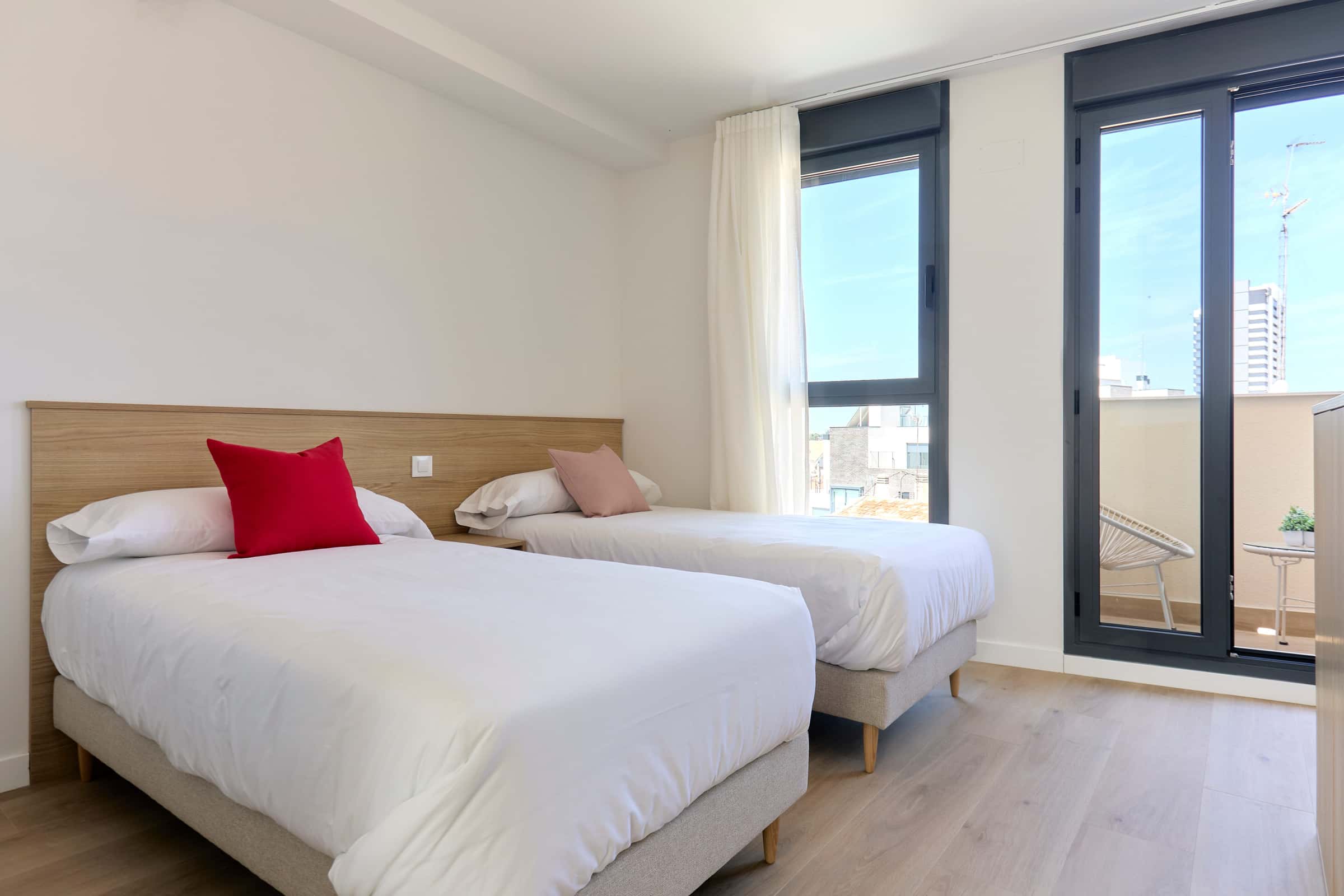 Twin bed   with private bathroom