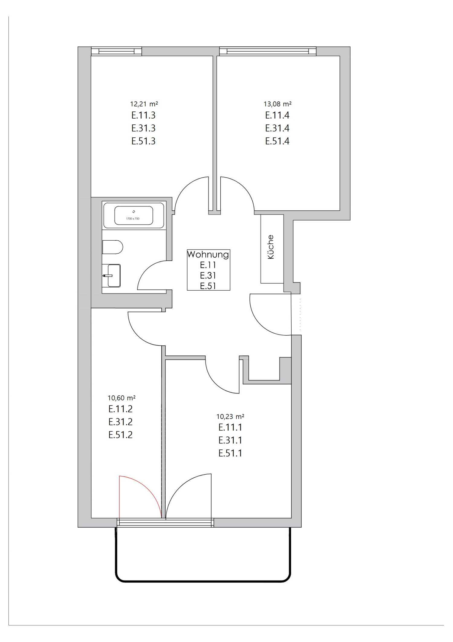 Zimmer in der Nazarethkirchstraße 51 (Aufgang E)