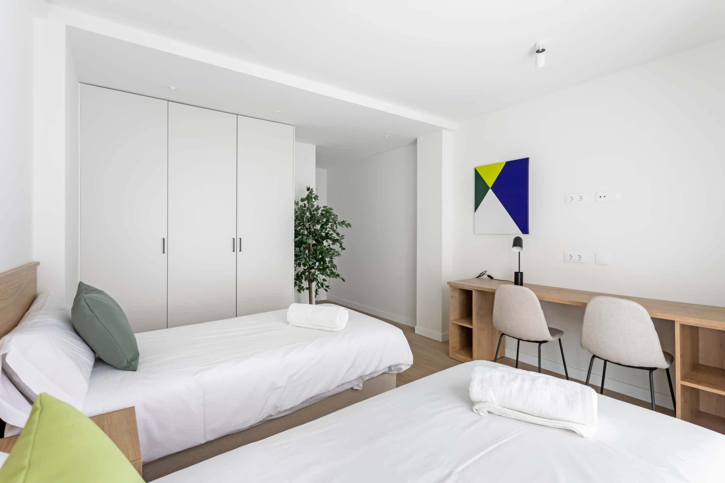 Twin bed   with private bathroom