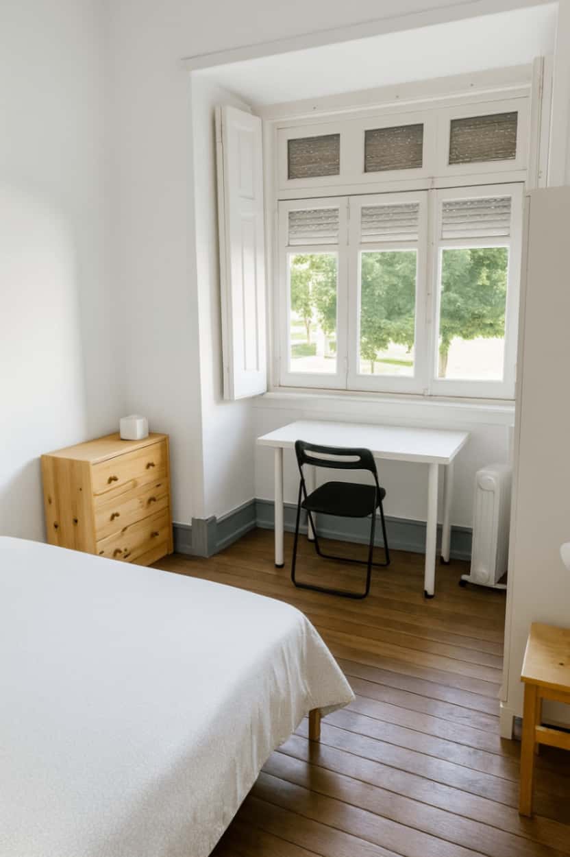 Quarto com cama de solteiro em apartamento com 6 quartos - FLAT C - C1