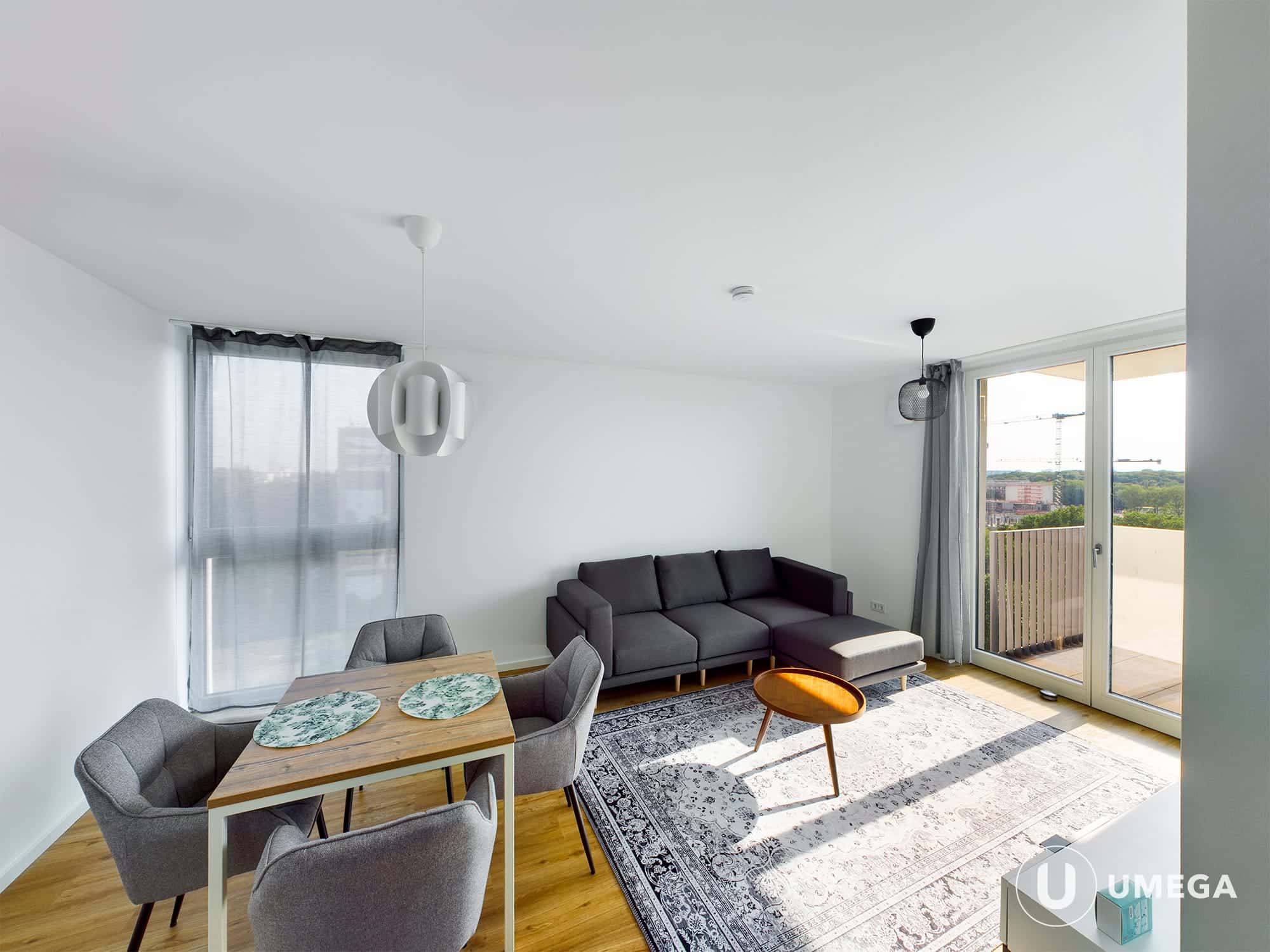 Furnished 2 room apartment with fitted kitchen, elevator and balcony
