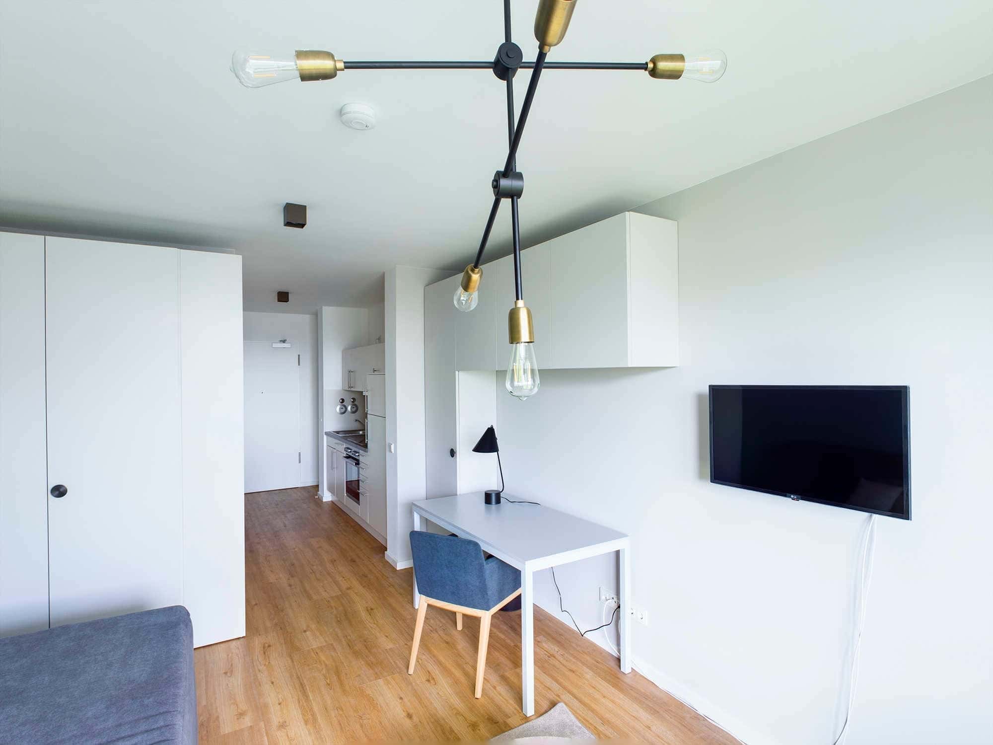 Furnished 1 room studio with elevator and balcony