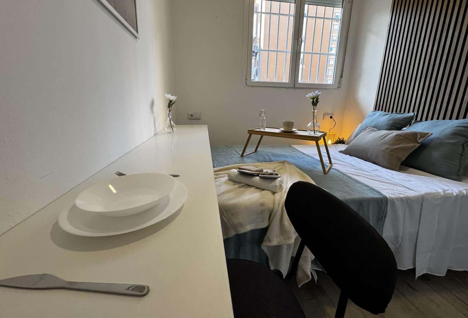 Double bed in Rooms for rent in amazing apartment located in Madrid