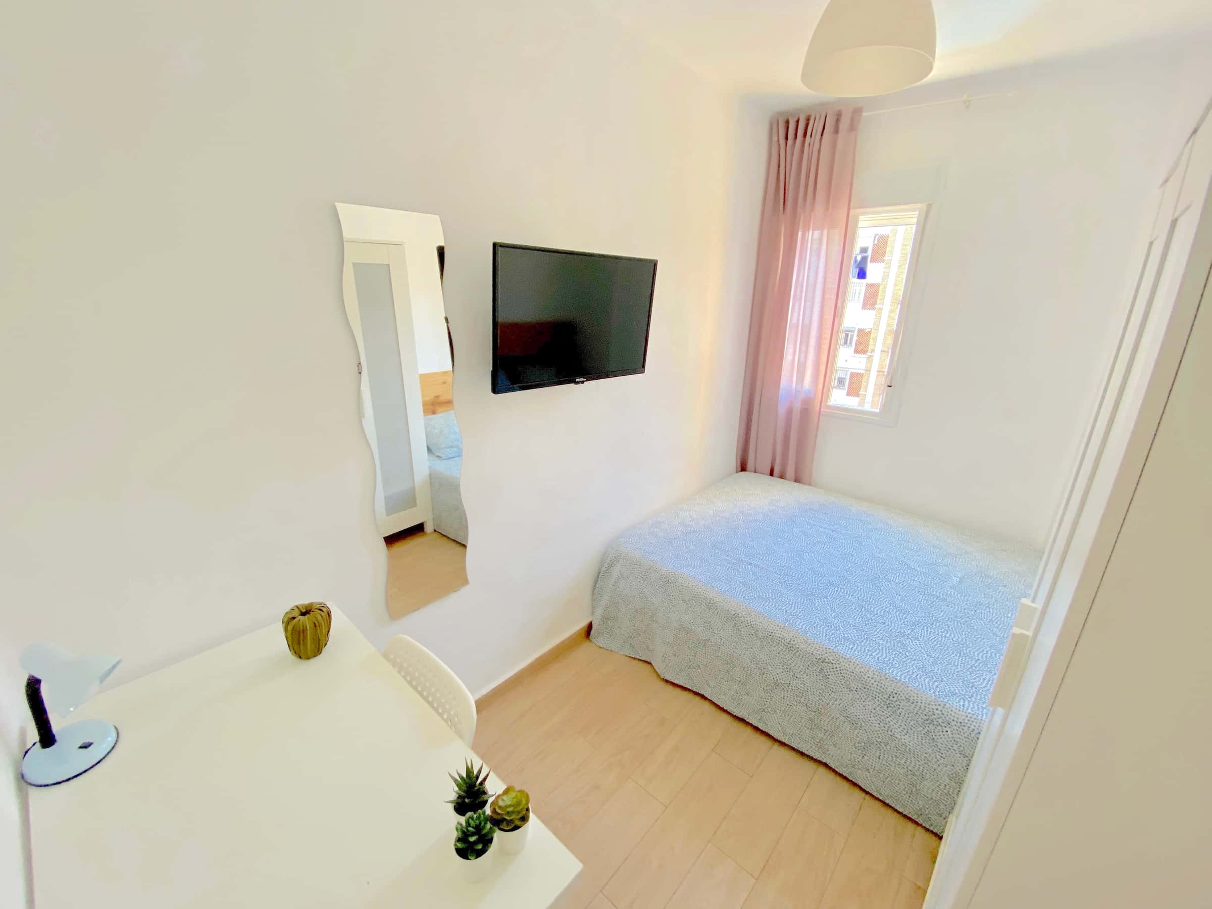 Sunny room near center with double bed, WIFI and TV for students