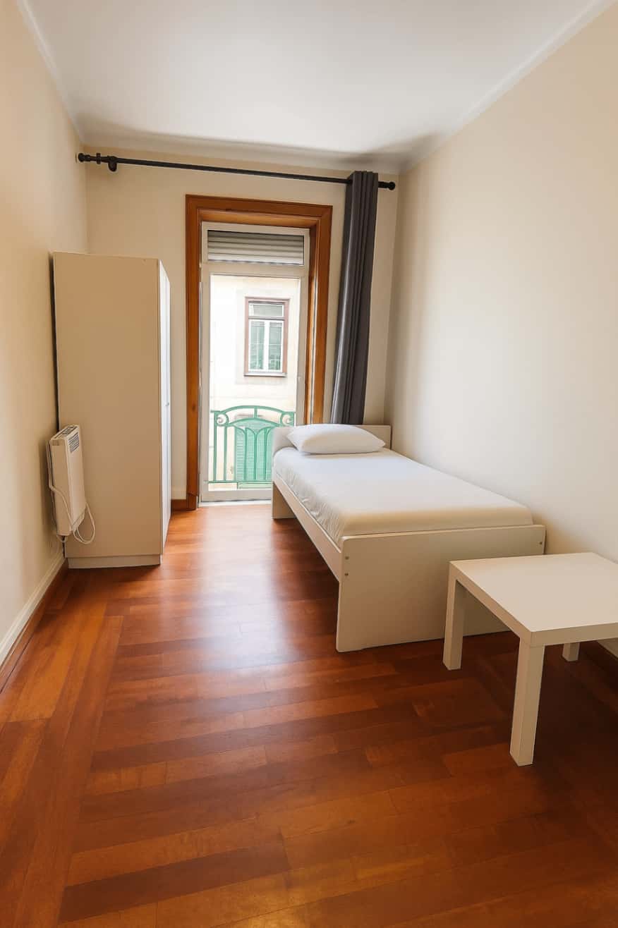 Quarto com cama de solteiro em apartamento com 5 quartos - FLAT D - D02