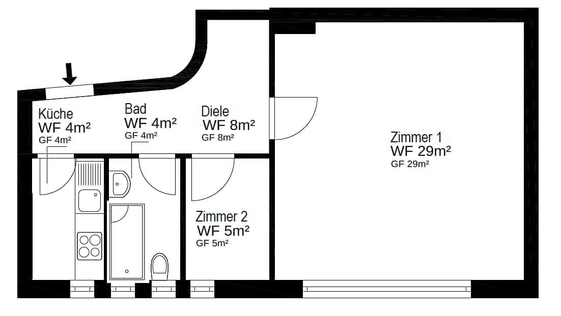 Apartment in Uhlandstraße, Düsseldorf for 50 m² with 1 bedroom - Foto 3