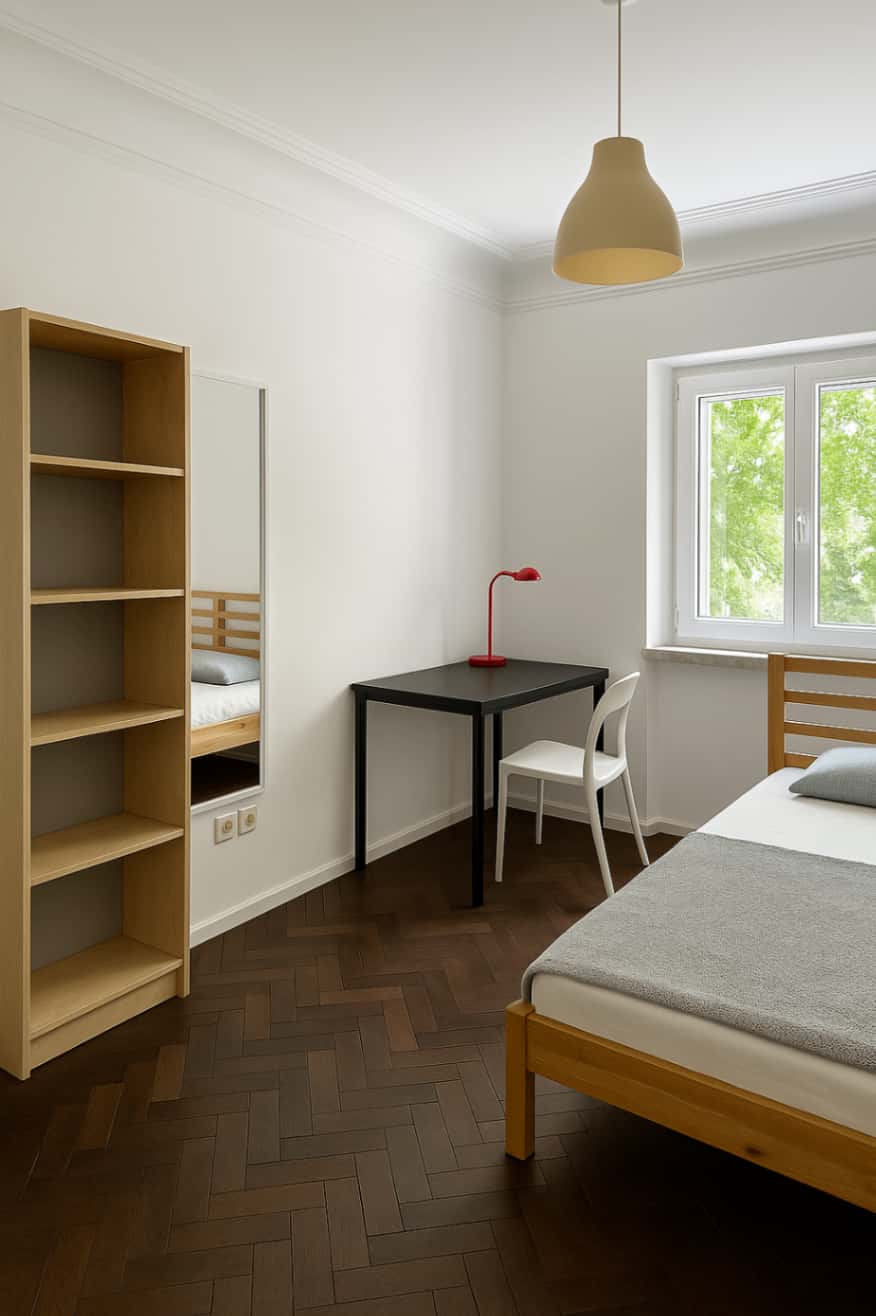 Quarto com cama de casal em apartamento com 7 quartos - FLAT H - H7