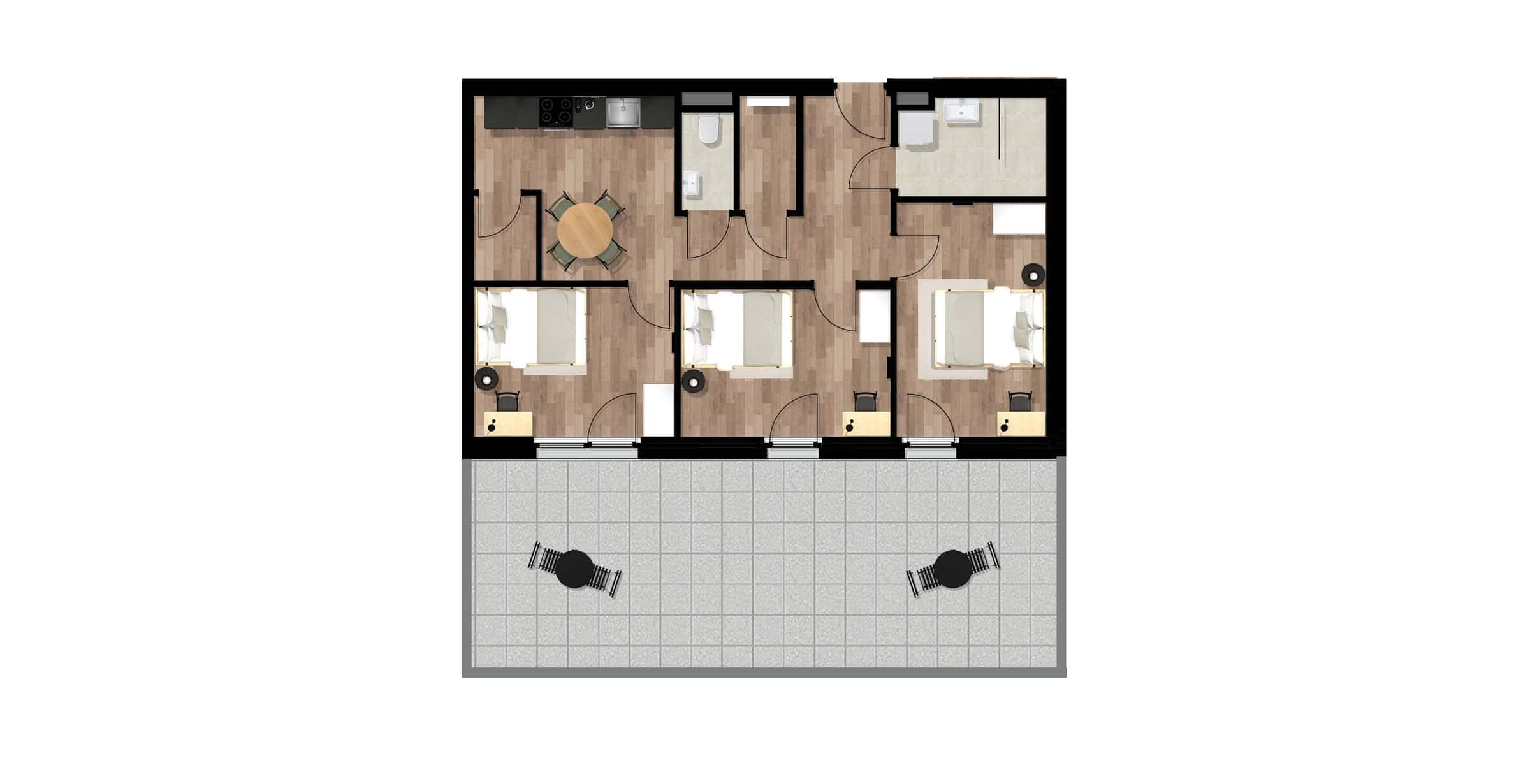 Room in Waagner-Biro-Straße, Graz for 68 m² with 3 bedrooms
