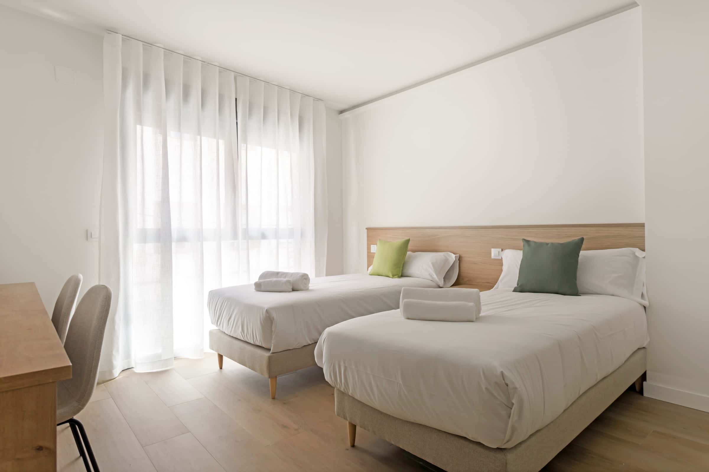Twin bed   with private bathroom