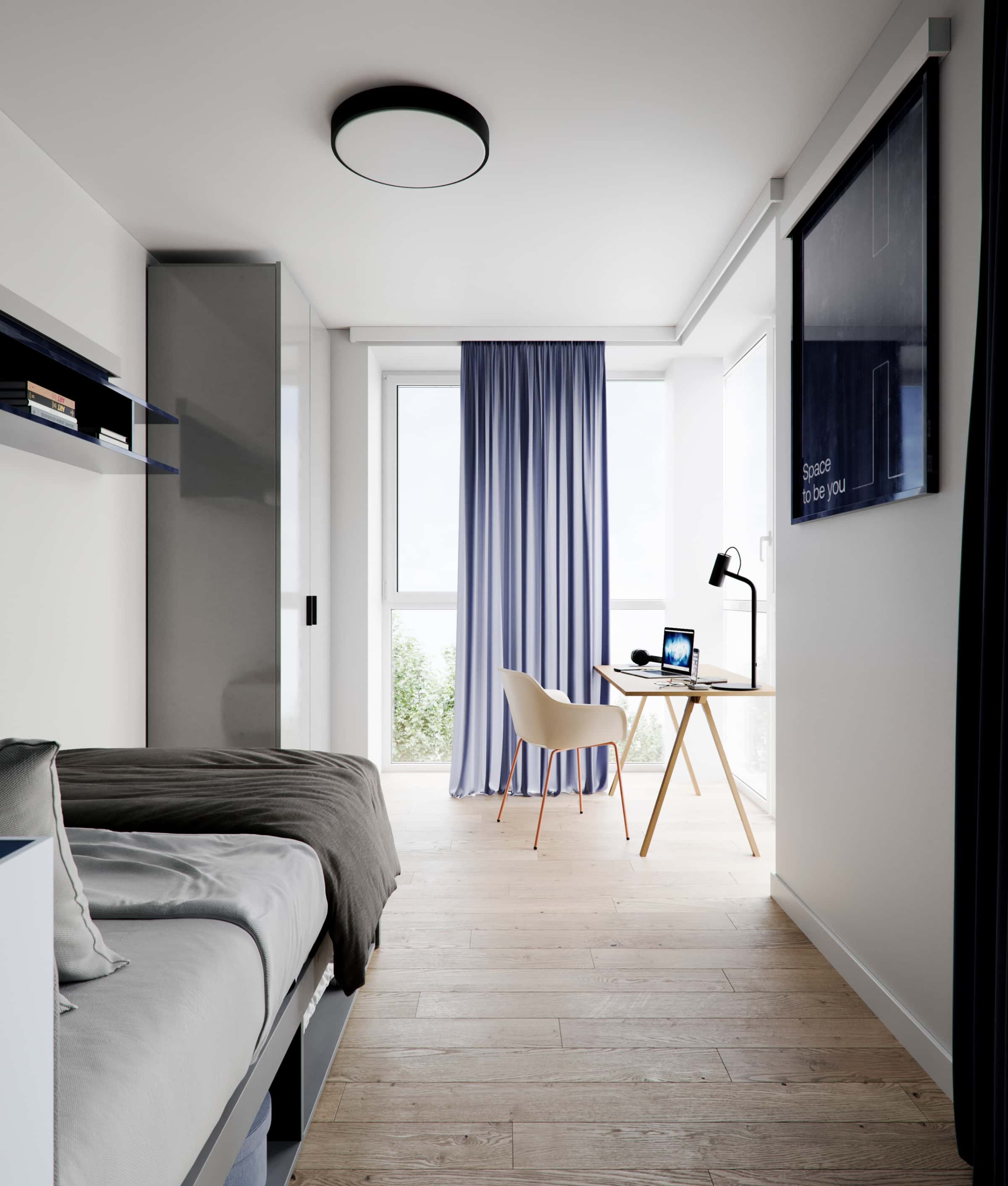 Room with shared bathroom