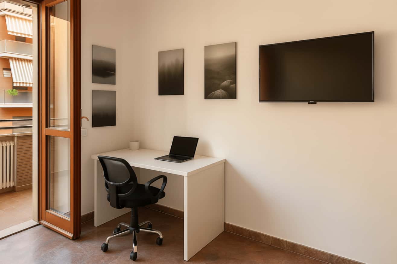 Ampia stanza con balcone e area relax