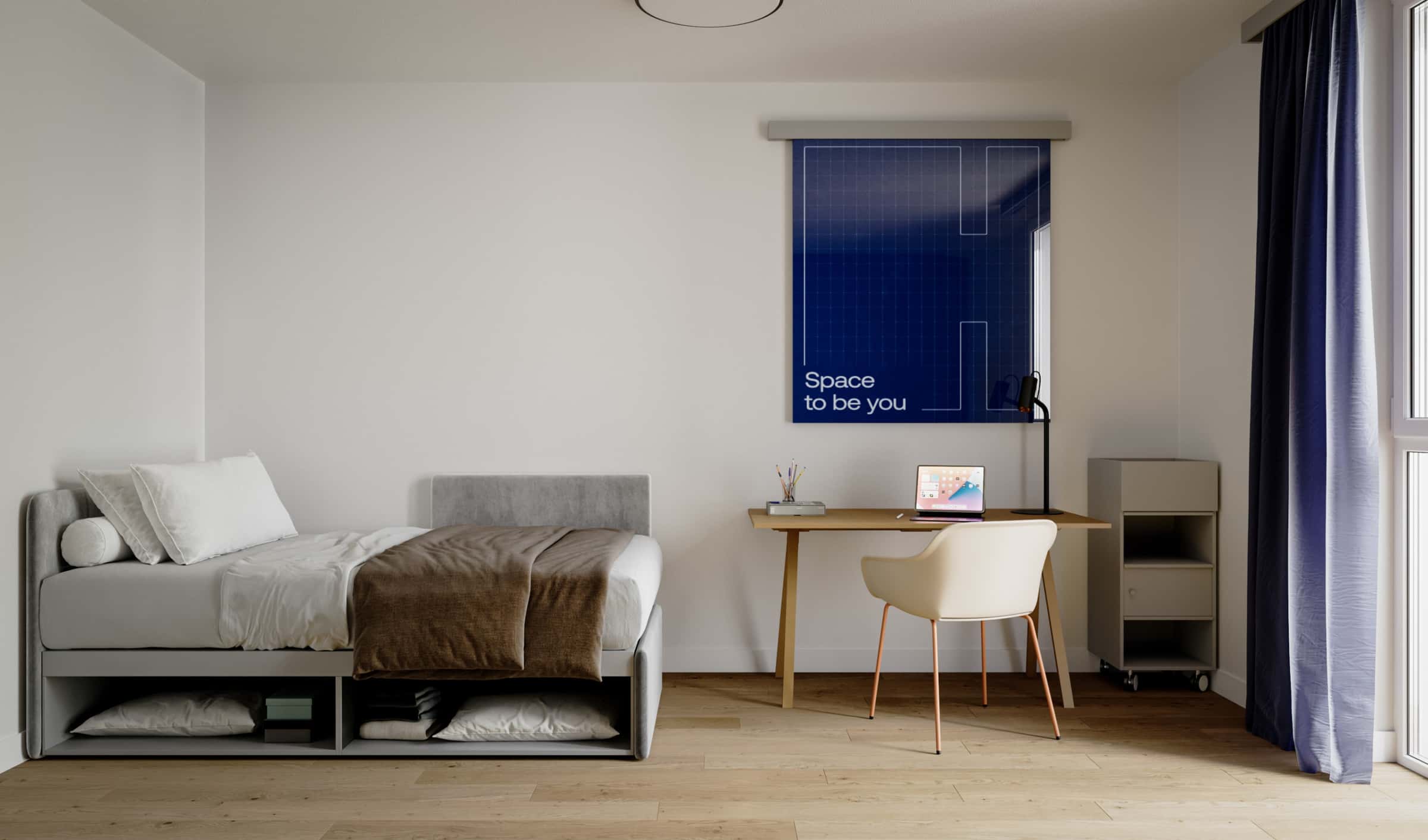 Room with shared bathroom